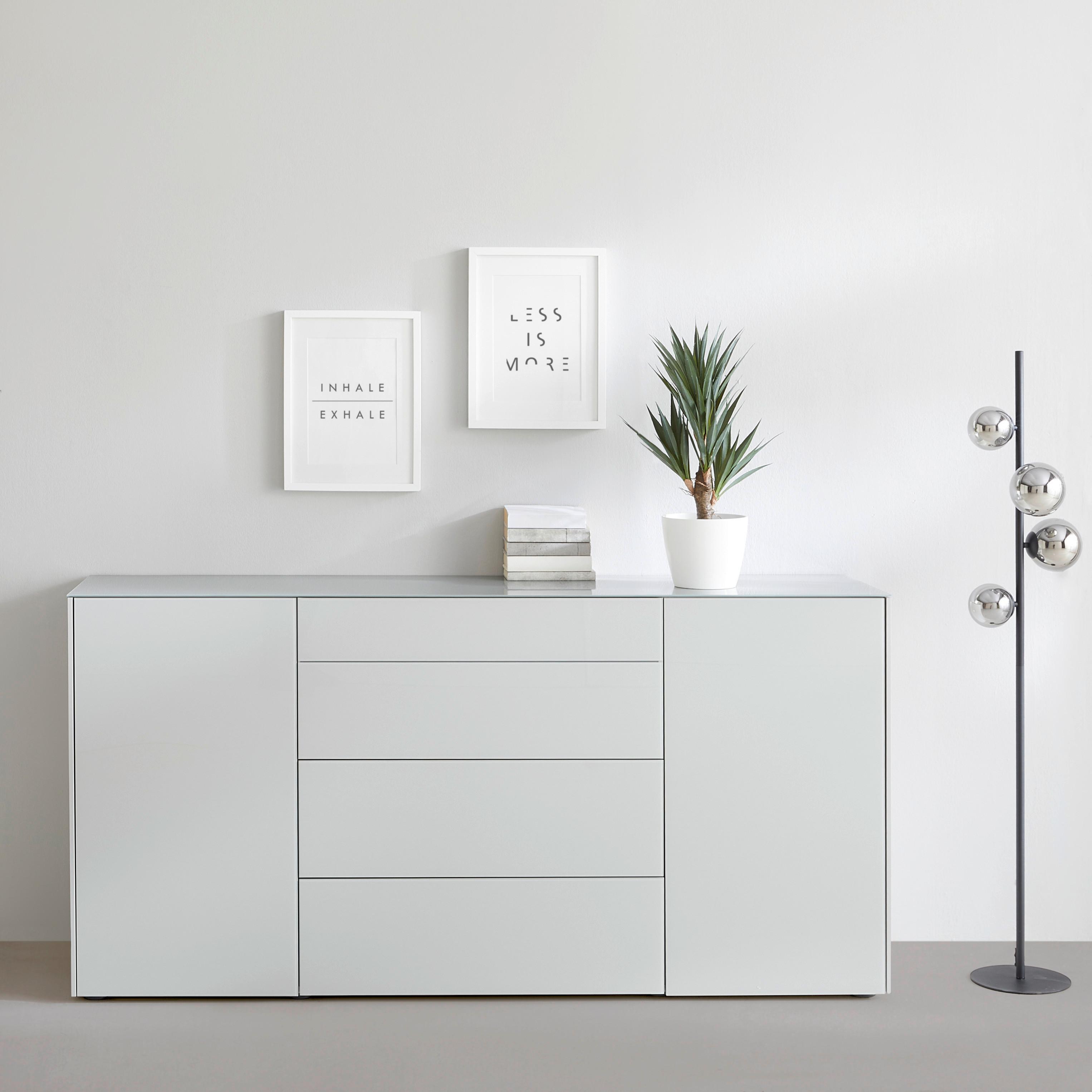 Sideboard Silverstone Grau - Schwarz/Grau, MODERN, Glas/Holzwerkstoff (179/89/42cm) - Premium Living