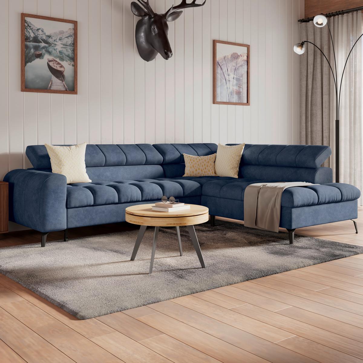 Kutna Garnitura Volf - plava/crna, Trend, tekstil/metal (261/203cm)