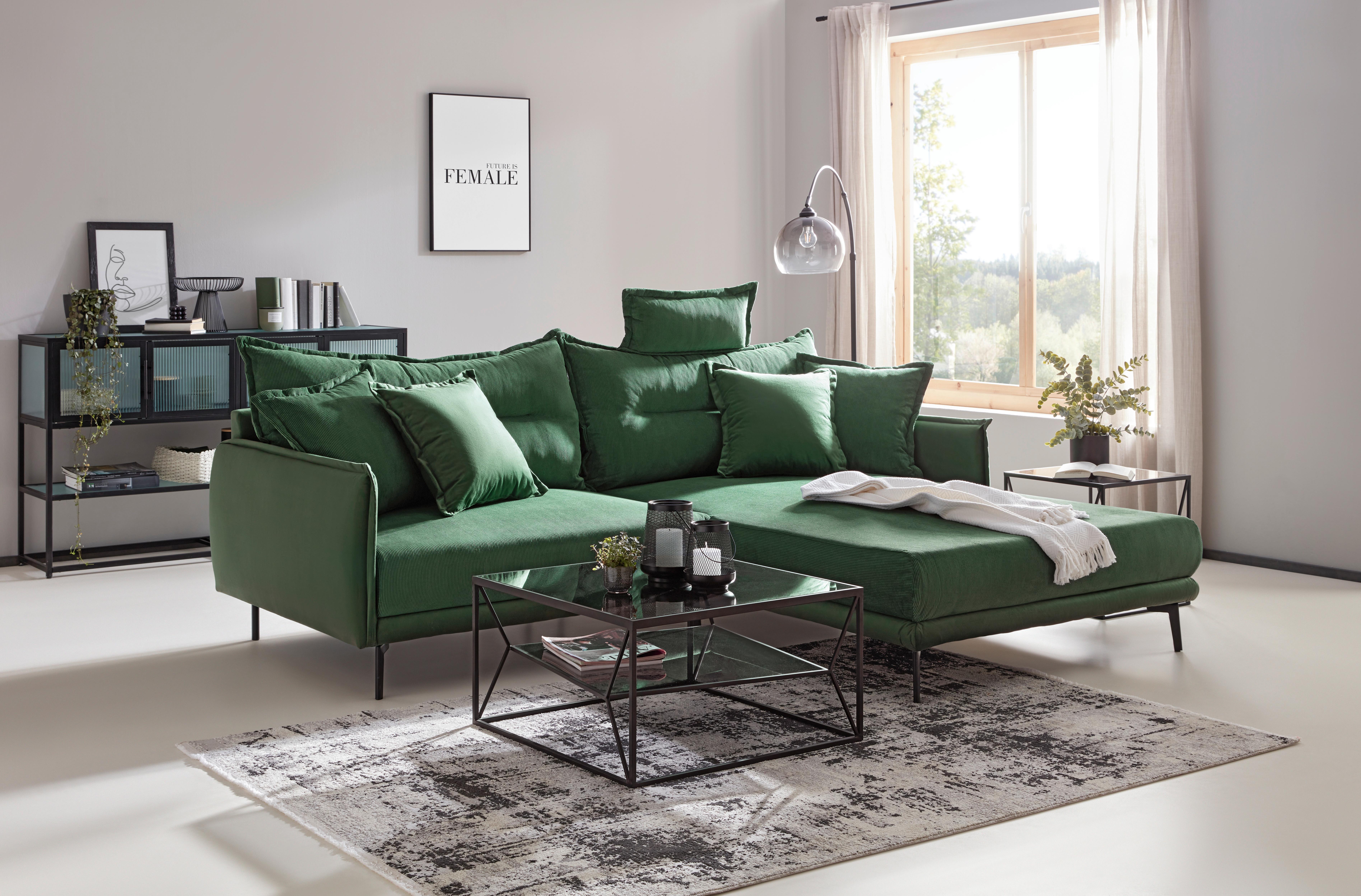Sedežna Garnitura Nuovo -Top- - črna/zelena, Moderno, kovina/tekstil (245/76-113/190cm) - Top ponudba