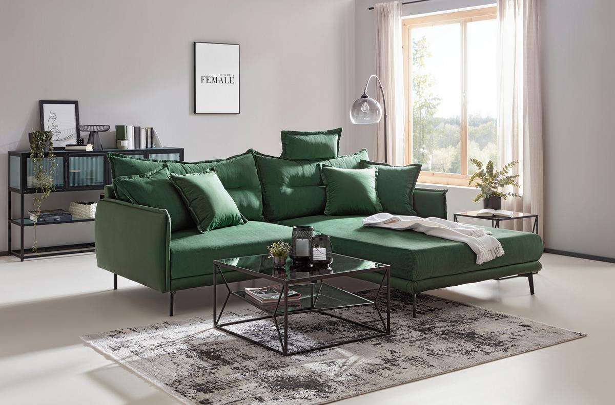 Sedežna Garnitura Nuovo -Top- - črna/zelena, Moderno, kovina/tekstil (245/76-113/190cm) - Top ponudba