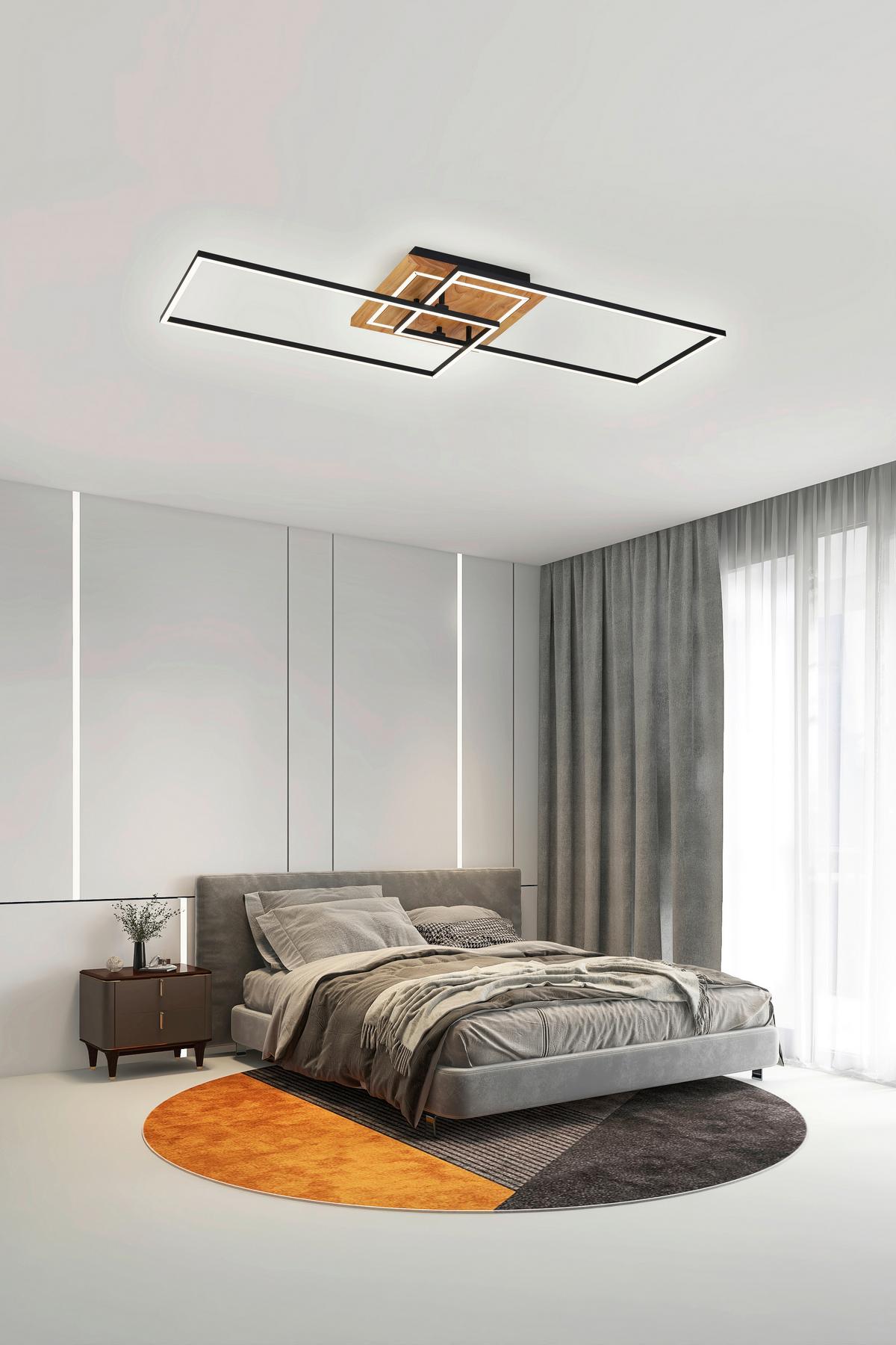 LAMPA SUFITOWA LED HARUTO - kolor naturalny/czarny, Trend, tworzywo sztuczne/metal (86/46/11cm) - Novel