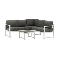 LOUNGEGARNITUR SALVADOR - Weiß/Grau, Basics, Textil/Metall (190/118cm) - Gardenson
