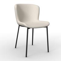 Stuhl Noemie Creme Chenille Gepolstert - Creme/Schwarz, MODERN, Holz/Textil (49/81/54cm) - Bessagi Home