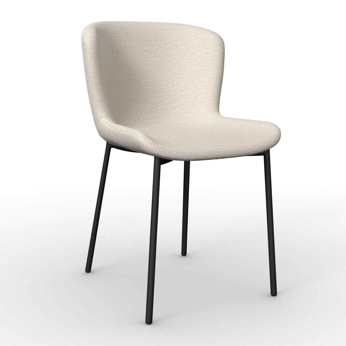 Stuhl Noemie Creme Chenille Gepolstert - Creme/Schwarz, MODERN, Holz/Textil (49/81/54cm) - Bessagi Home