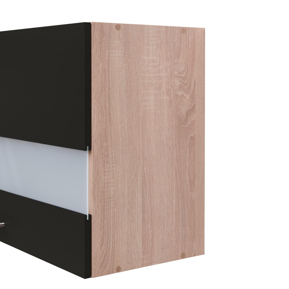 Küchenblock ECONOMY m. Geräten ca. 310 cm Schwarz/Eiche - Eichefarben/Schwarz, Basics, Holzwerkstoff (310cm) - Respekta