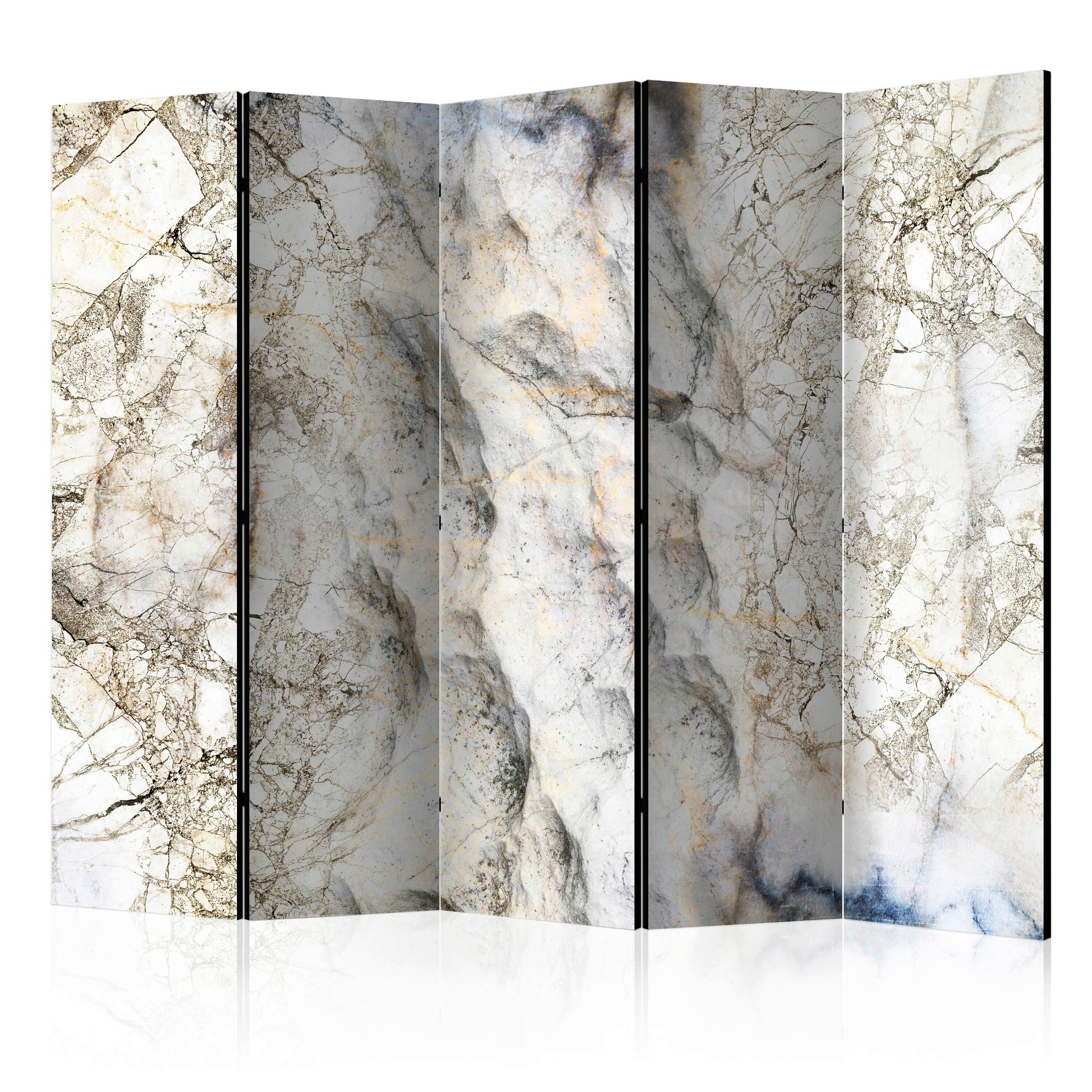 Paravan Marble Mystery I, 5-Delni, Dvostranski - sivobela/biserna, Basics, tekstil/les (225/172/3cm) - artgeist