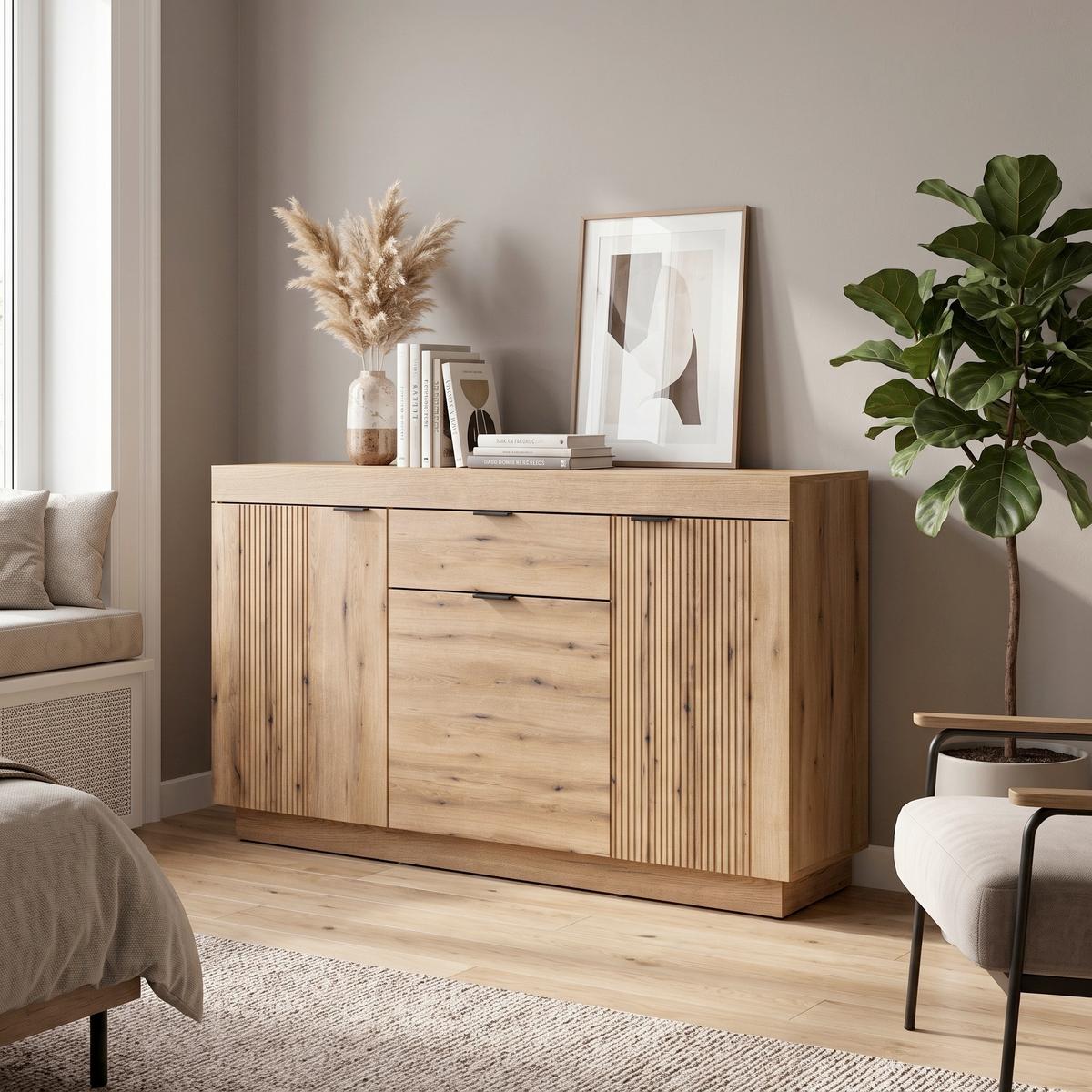 Komoda Delamar - boje hrasta, Trend, drvni materijal/metal (146/85,8/39,6cm) - Modern Living