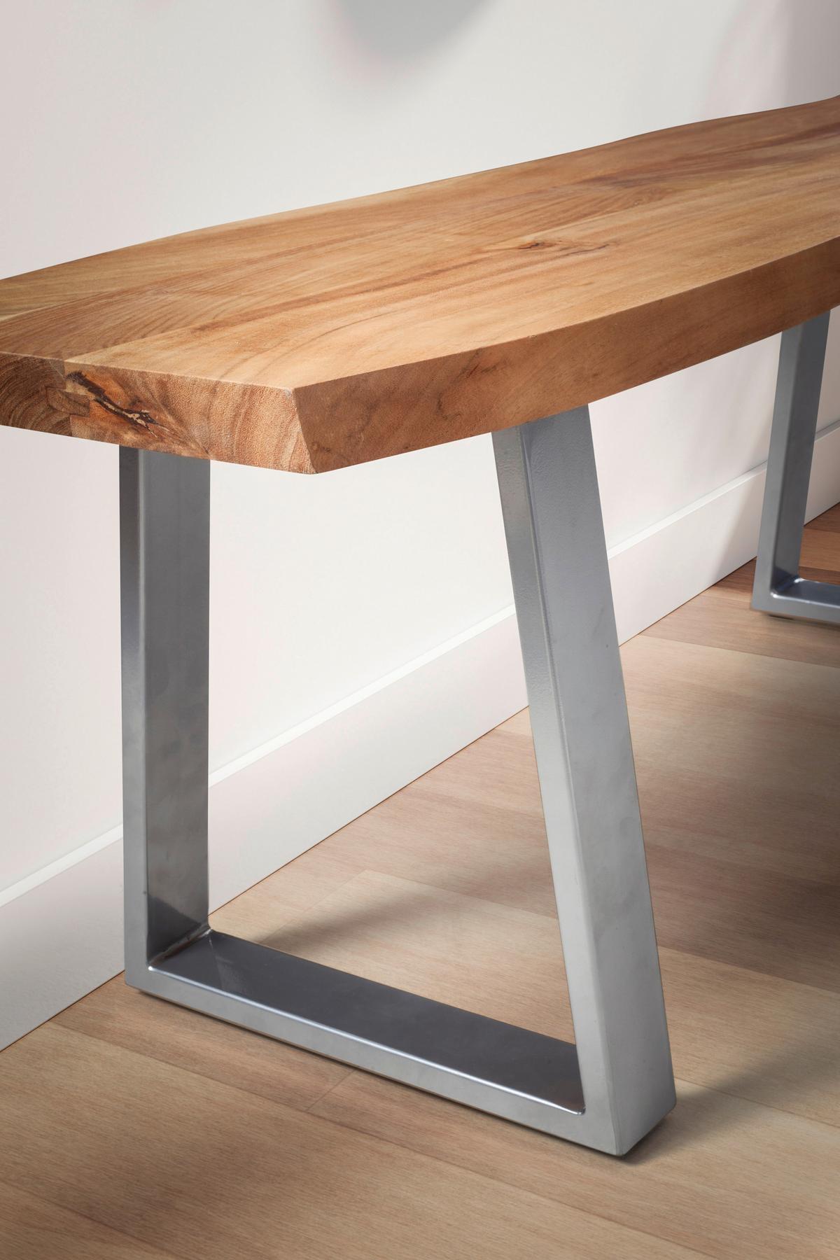 GARDEROBENBANK GARDEROBENBANK - Hellbraun/Chromfarben, Design, Holz/Metall (120/40/45,5cm) - MID.YOU
