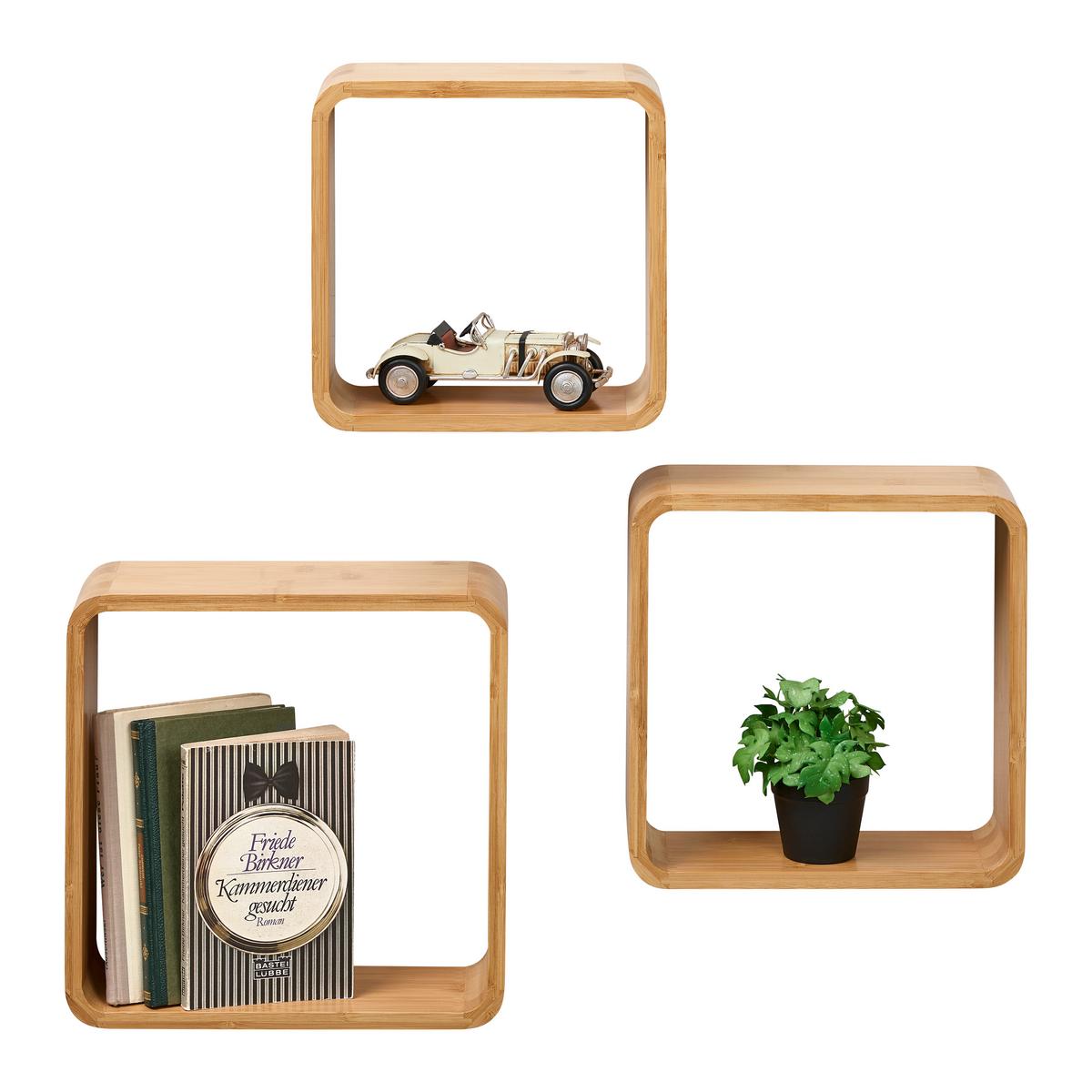 Bonnie Set Zidnih Polica 3/1 - prirodne boje, Natur, prirodni materijali (24/27/30/40/40/61/24/27/30cm) - Based