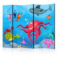 Paravan Octopus And Shark, 5-Delni, Dvostranski - večbarvno, Basics, tekstil/les (225/172/3cm) - artgeist