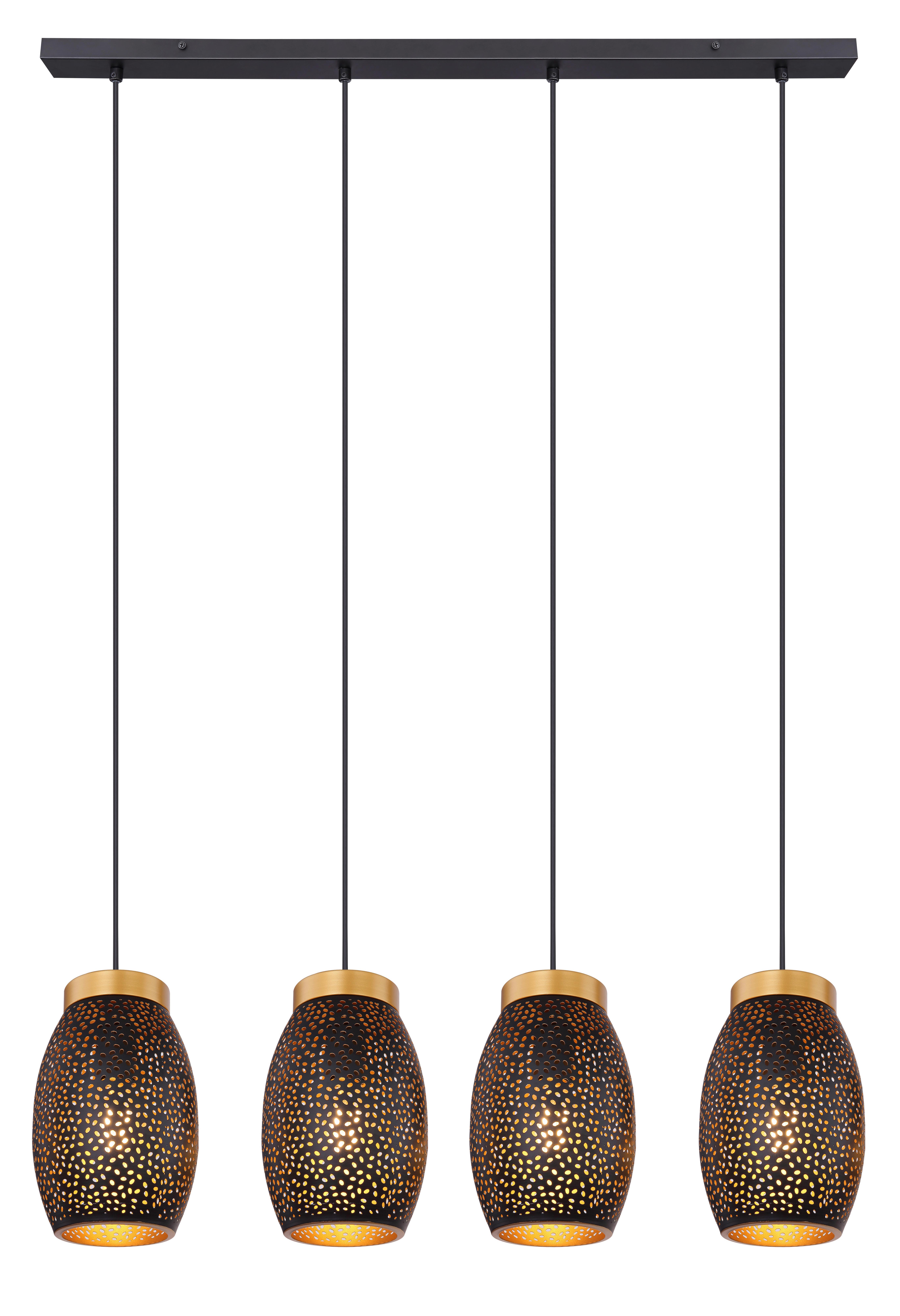 LAMPA WISZĄCA PIBER - czarny/kolor złoty, Design, tworzywo sztuczne/metal (90/15/120cm) - Novel