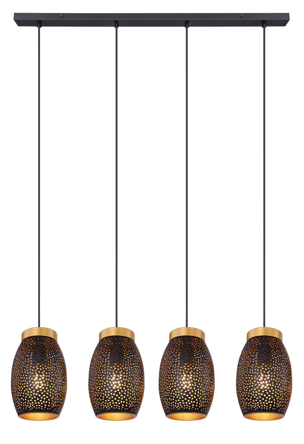 LAMPA WISZĄCA PIBER - czarny/kolor złoty, Design, tworzywo sztuczne/metal (90/15/120cm) - Novel