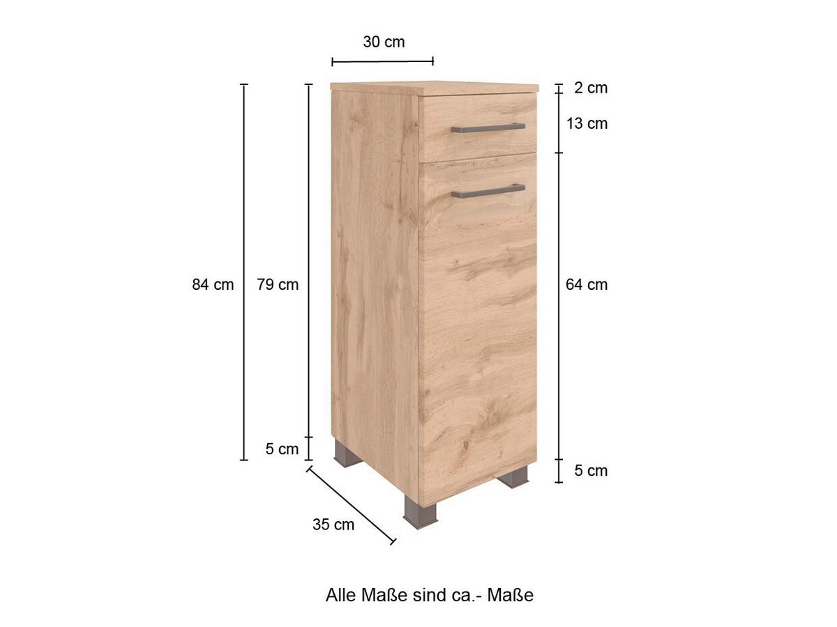 Unterschrank Manchester Eiche Wotan - Eichefarben/Eiche Wotan, MODERN, Holzwerkstoff/Metall (30/79/35cm) - Held