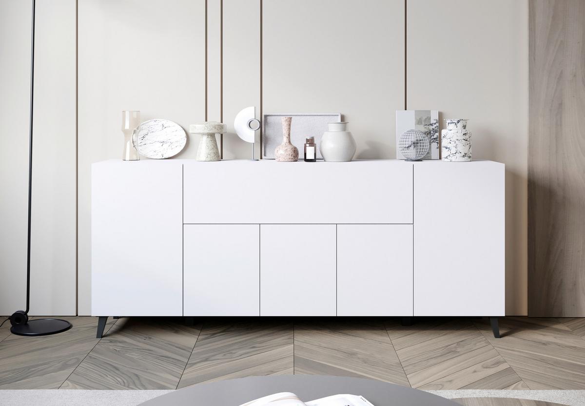 Široka Komoda Phuket, Bela - črna/bela, Design, umetna masa/leseni material (180/76/37,5cm) - Livetastic