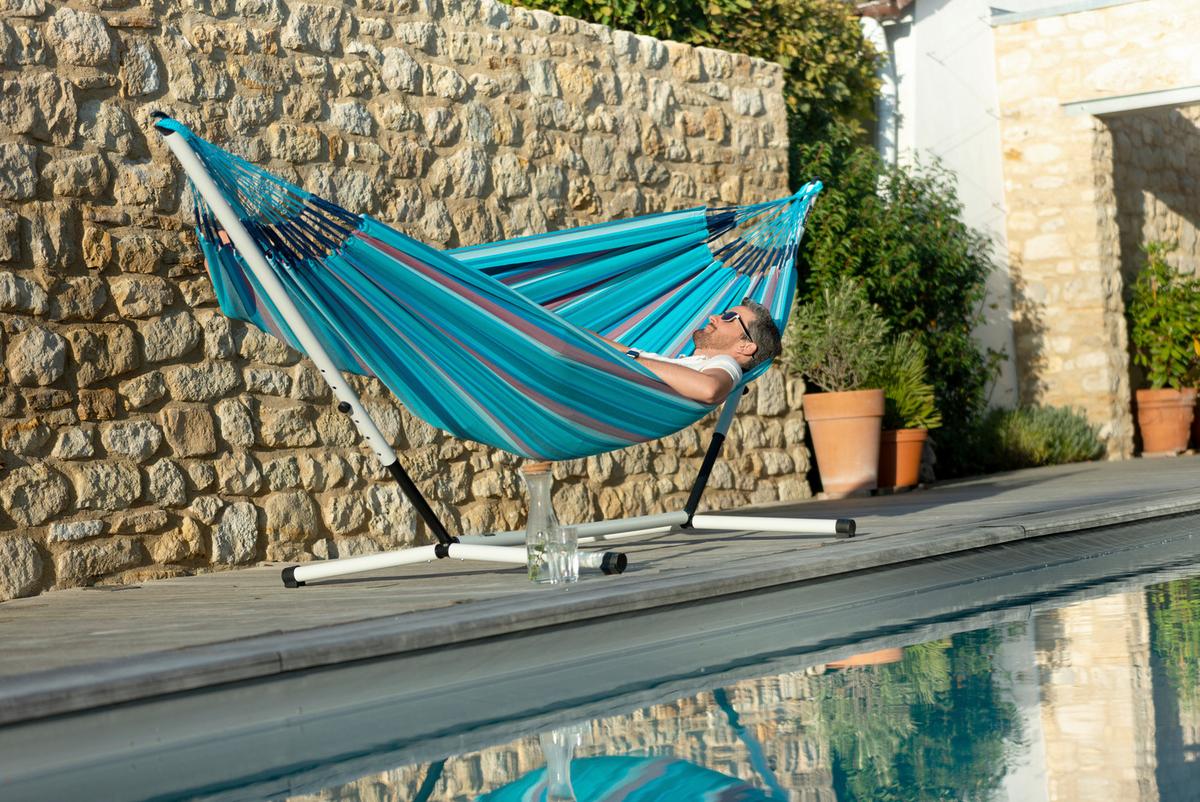 Hängemattengestell Kingsize ca. 355-400x145x120-140 cm - KONVENTIONELL, Metall (355-400/145/120-140cm) - La Siesta