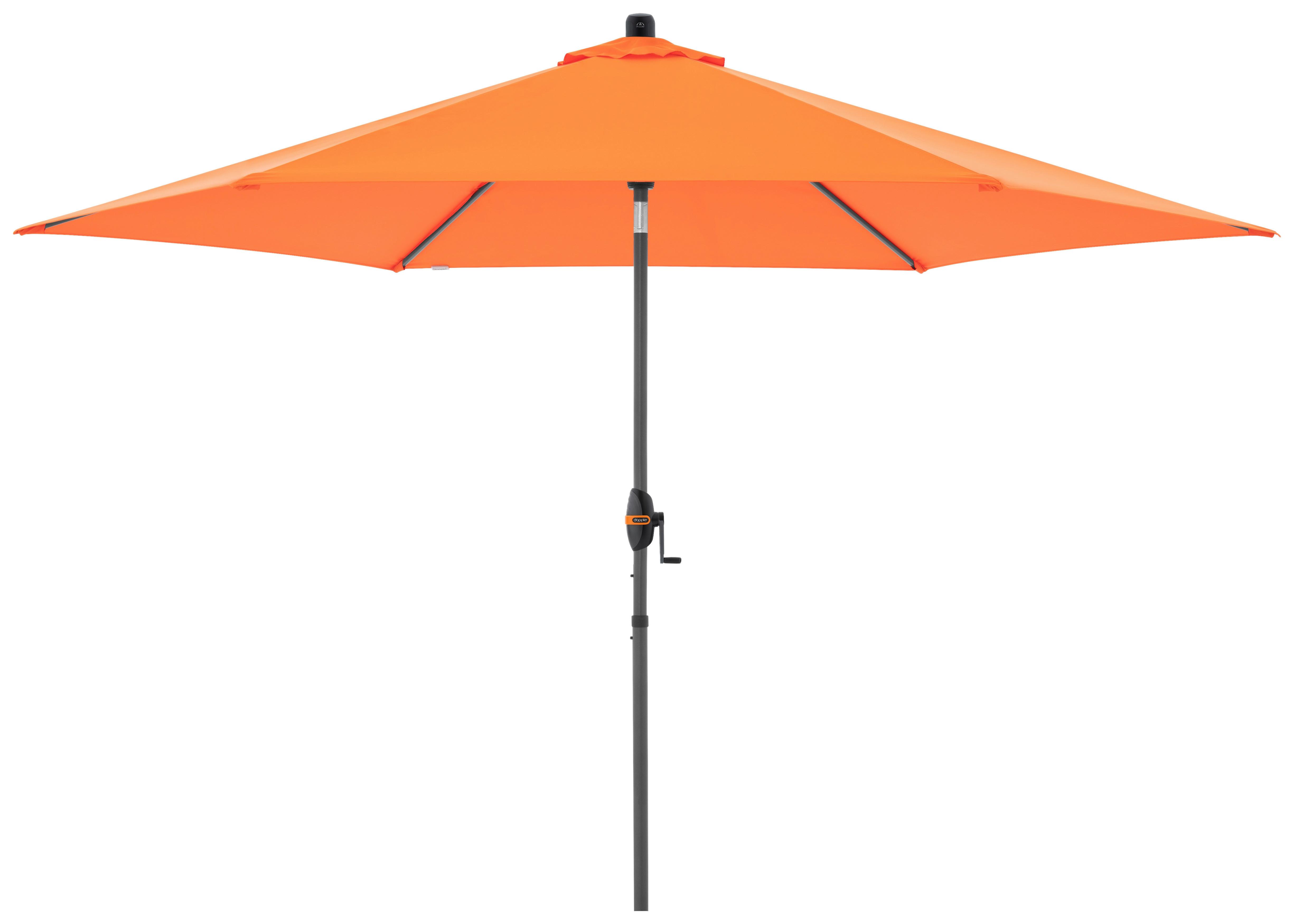 Sonnenschirm Myzone 305 Rund Auto Tilt Orange - Anthrazit/Orange, Basics, Textil/Metall (305cm) - Doppler