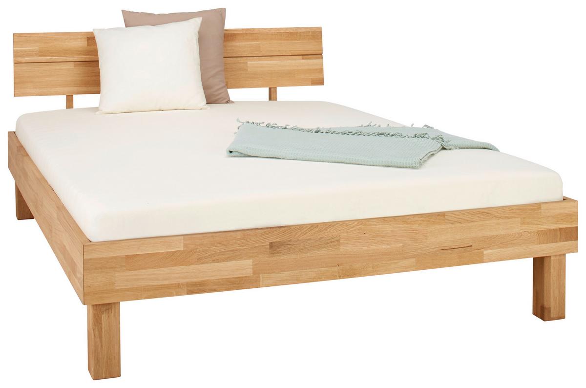 Bett aus Eiche massiv ca. 120x200cm - Eichefarben, KONVENTIONELL, Holz (120/200cm) - Based