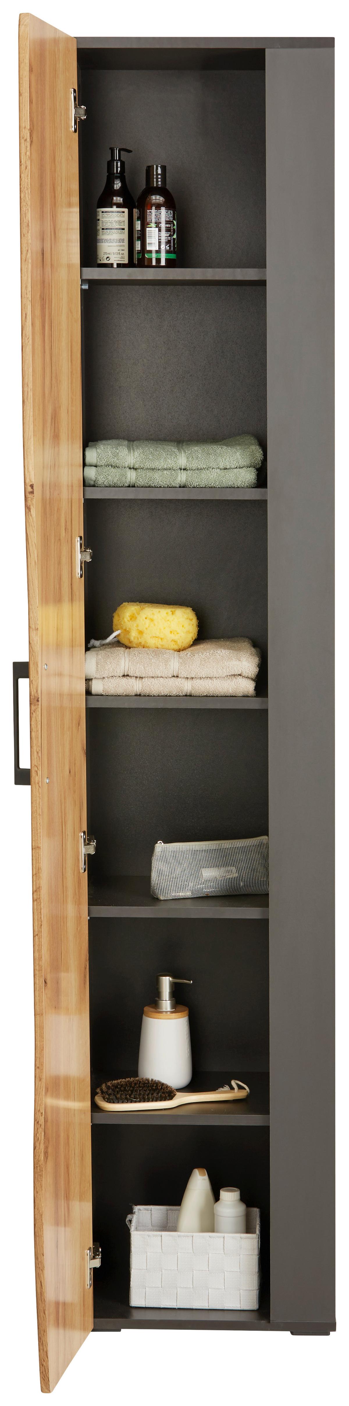 Hochschrank in Eichefarben/Grau - MODERN, Holzwerkstoff/Kunststoff (40/194/35cm) - Premium Living
