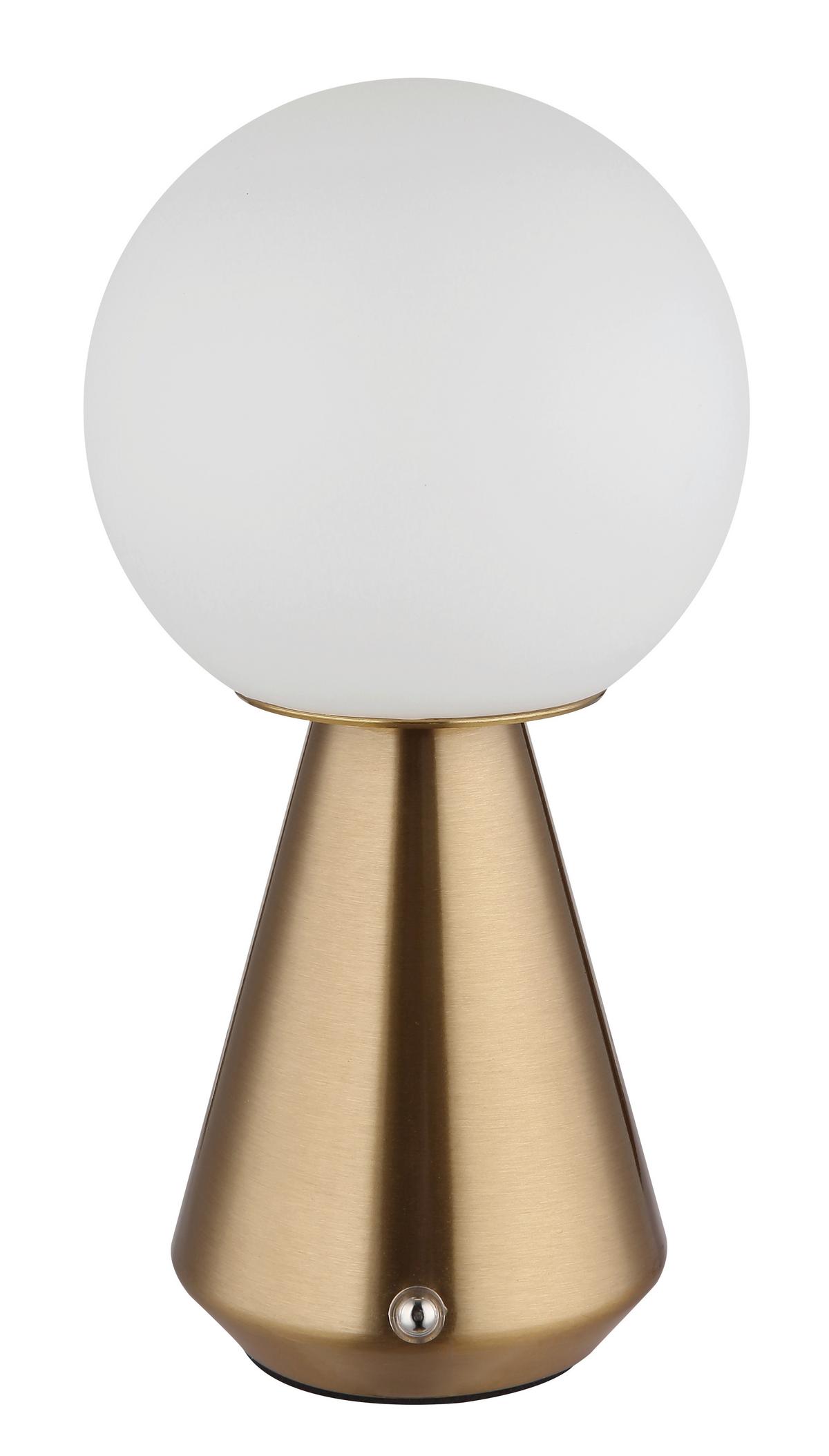 AKKU-TISCHLEUCHTE 21029C SORA - Weiss/Kupferfarben, Konventionell, Kunststoff/Metall (12/23,5cm) - Globo