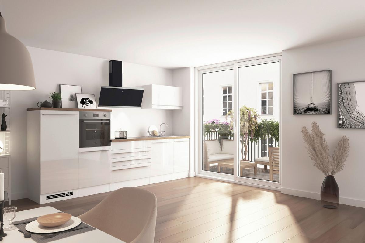 Kuhinjski Blok Z Aparati Gabriel, 320cm - barve nerjavečega jekla/bela, Design, umetna masa/leseni material (320cm) - Respekta