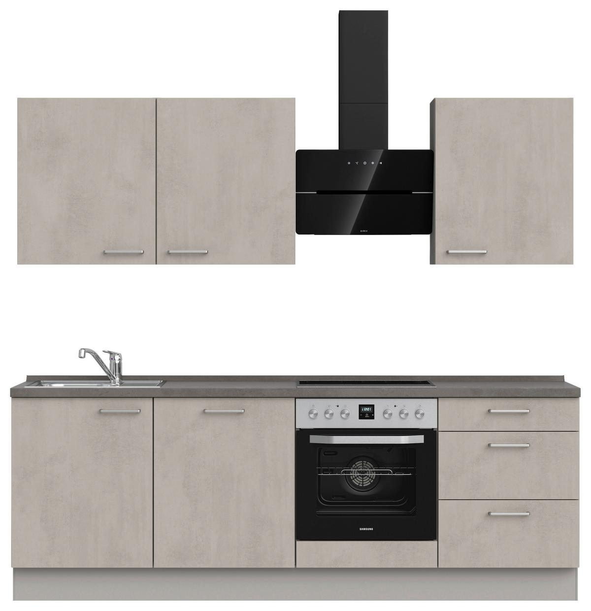 Küchenblock Riva High m. Geräten Grau - Schieferfarben/Edelstahlfarben, MODERN, Holzwerkstoff/Metall (240cm) - Nobilia