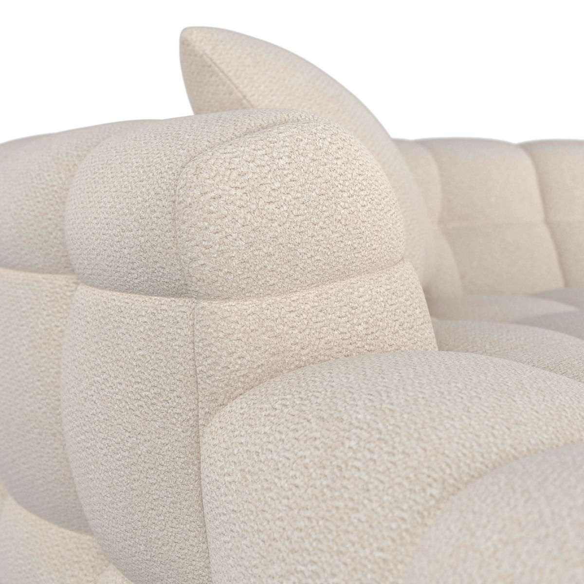 Wohnlandschaft Magda Bouclé Weiß - Schwarz/Naturfarben, MODERN, Holz/Kunststoff (268/157cm) - Bessagi Home