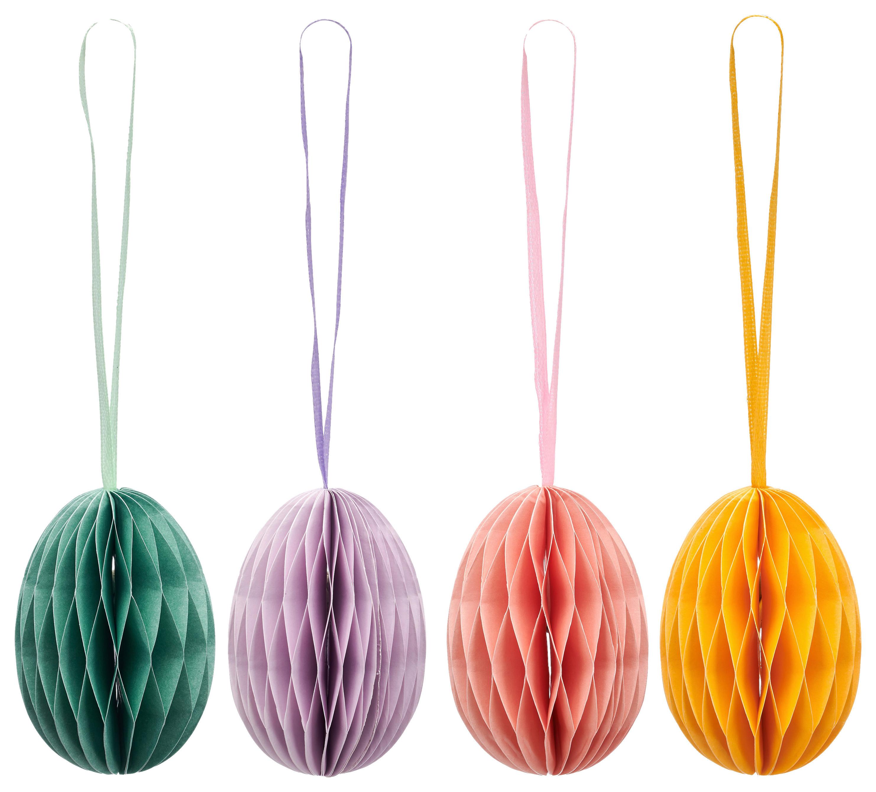 Dekohänger Paper I Gelb/Rosa/Flieder/Grün, 4 Stk. - Gelb/Pastellgrün, KONVENTIONELL, Papier (5/7/5cm) - Mömax