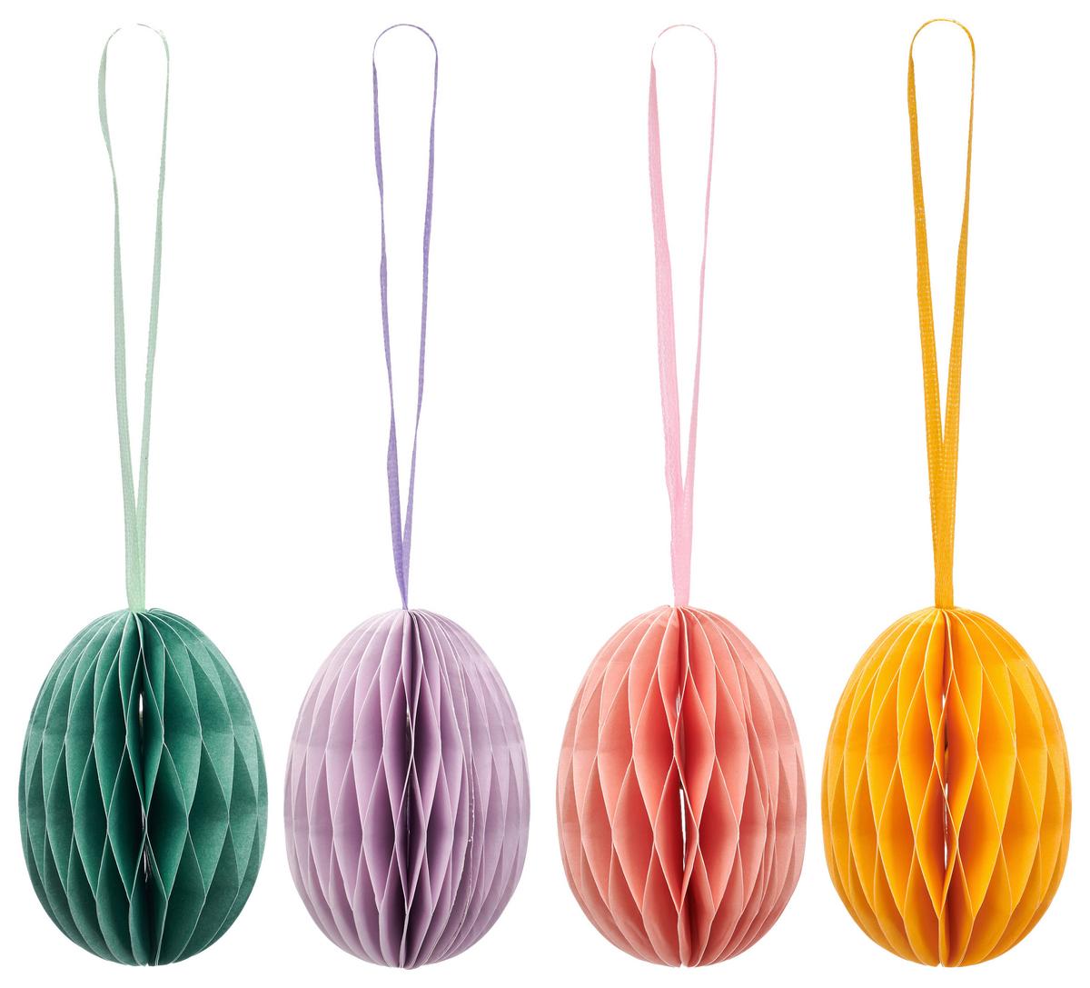 Dekohänger Paper I Gelb/Rosa/Flieder/Grün, 4 Stk. - Gelb/Pastellgrün, KONVENTIONELL, Papier (5/7/5cm) - Mömax