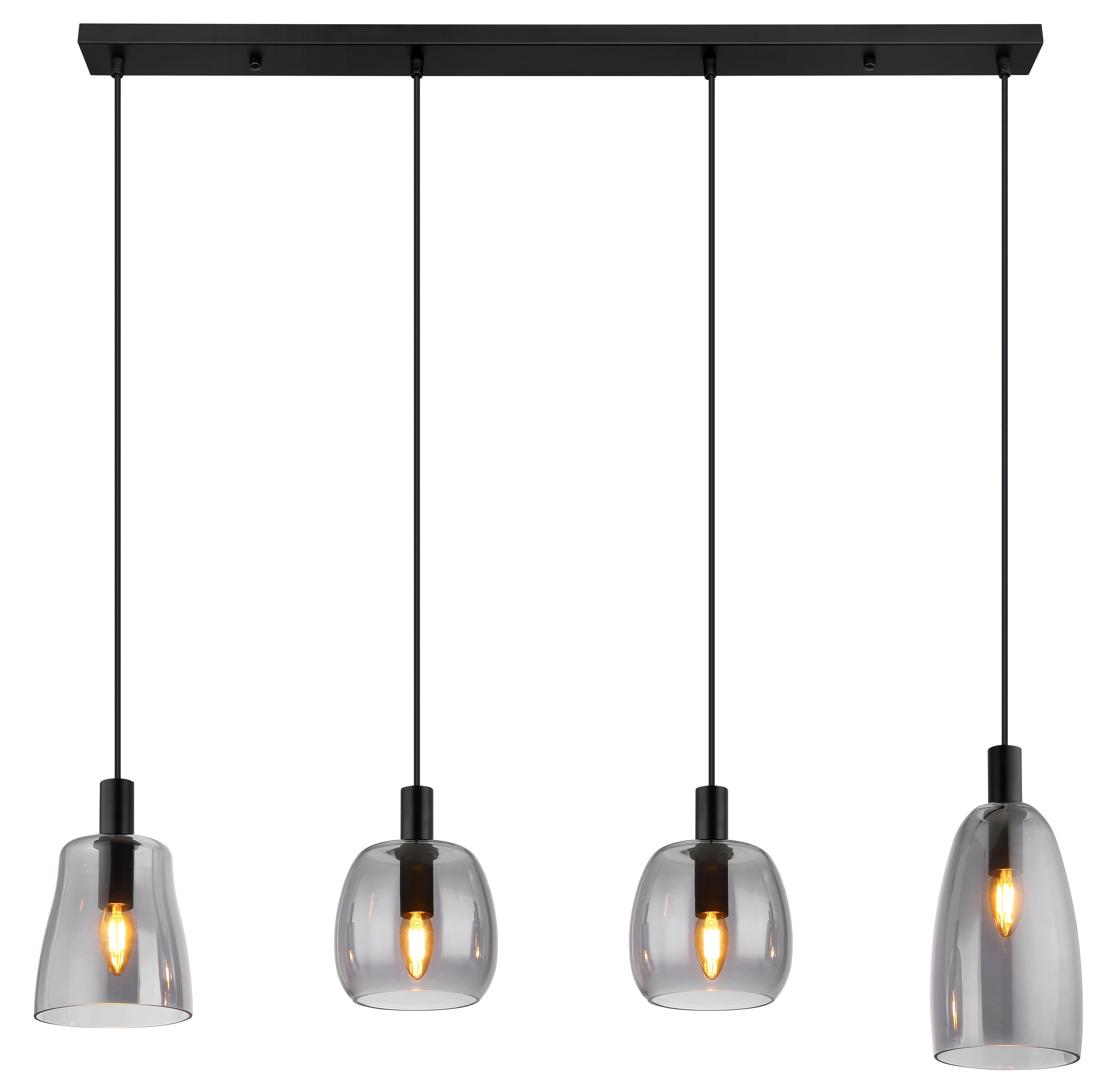 Hängeleuchte Garri max. 40 Watt - Schwarz, Design, Glas/Metall (107/16/120cm) - Globo