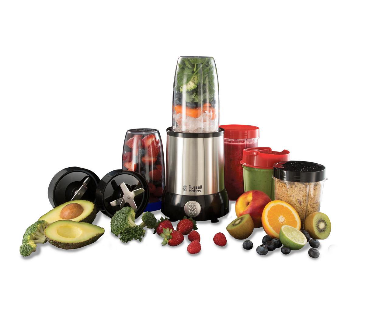 BLENDER KIELICHOWY SMOOTHIE-MAKER NUTRI BOOST - kolor stalowy/czarny, Basics, tworzywo sztuczne (15/34,5/15cm) - Russell Hobbs