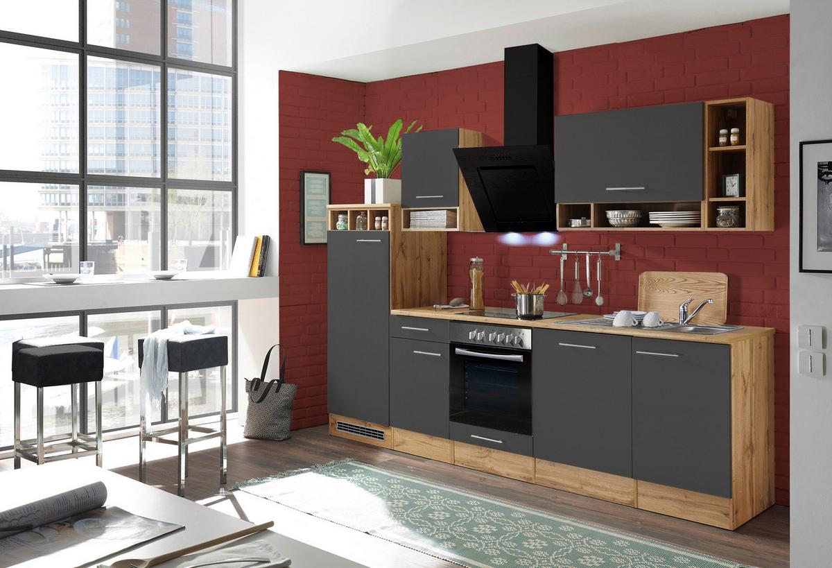Küchenleerblock LBBEKB280EGC - Wildeiche/Edelstahlfarben, Basics, Holzwerkstoff/Metall (280cm) - Respekta