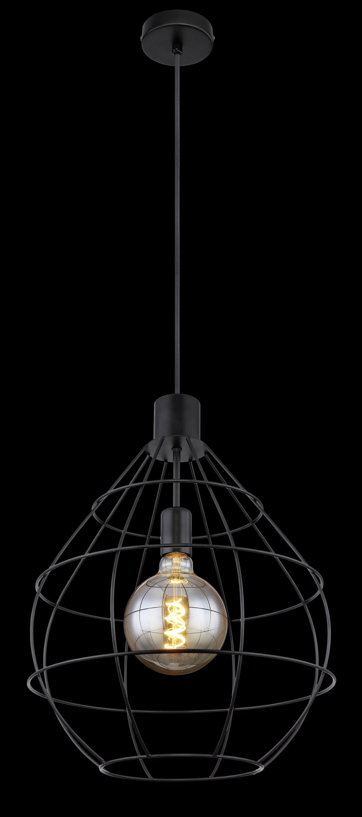 Hängeleuchte Edwin max. 60 Watt - Schwarz, Trend, Metall (37/120cm) - Globo