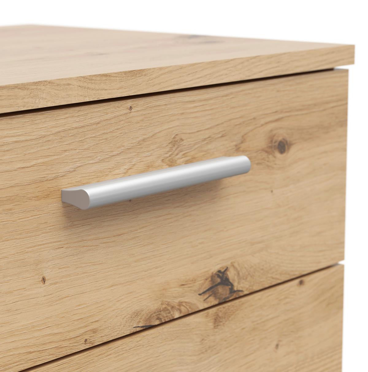 SZAFKA NOCNA ELENA - kolor aluminiowy/dąb artisan, Konventionell, materiał drewnopochodny/tworzywo sztuczne (45/50/35cm) - Boxxx