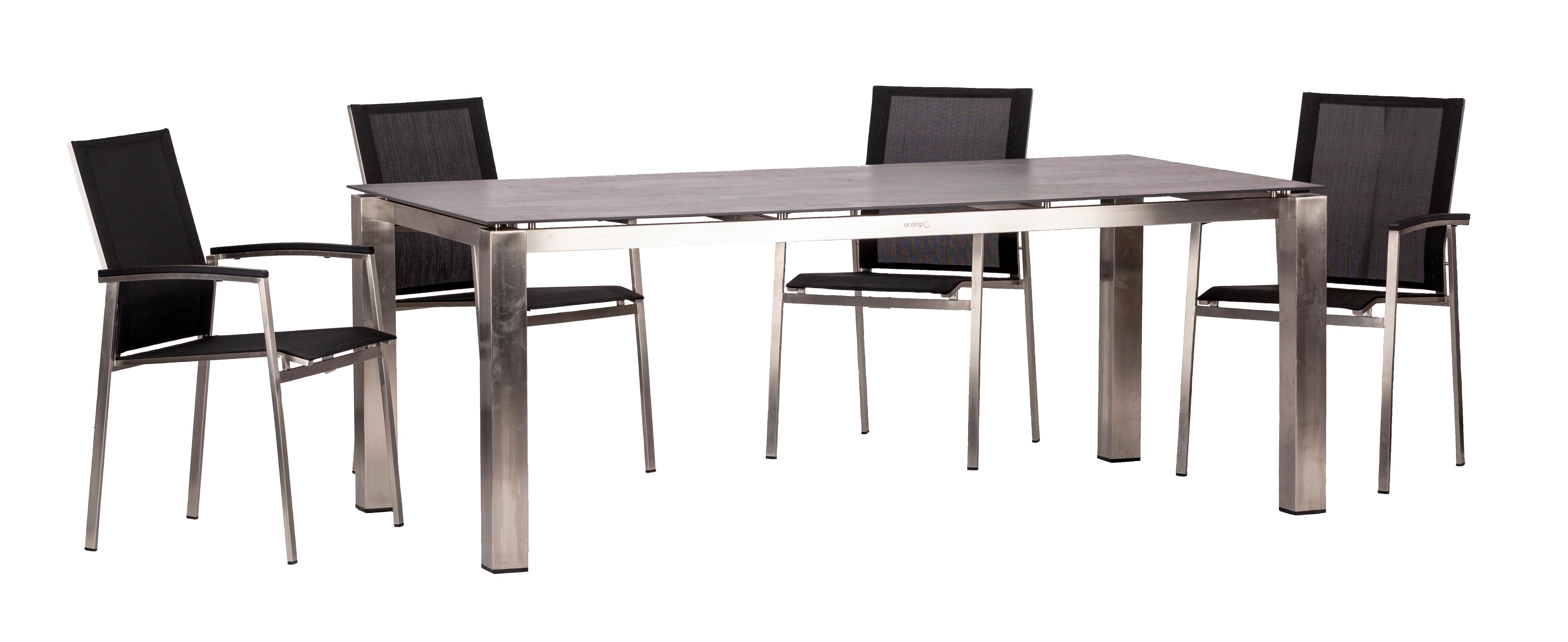 Gartengarnitur Auris ca. 200x100 cm Edelstahl - Edelstahlfarben/Grau, Basics, Keramik/Kunststoff (200/75/100cm) - Acamp