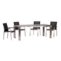 Gartengarnitur Auris ca. 200x100 cm Edelstahl - Edelstahlfarben/Grau, Basics, Keramik/Kunststoff (200/75/100cm) - Acamp