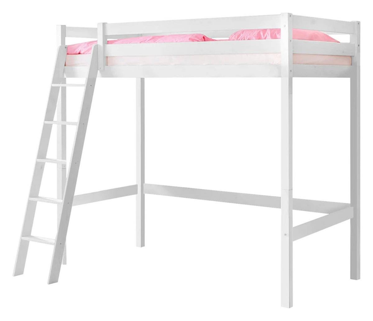 Hochbett Matthias ca. 90x200 cm Kiefer Weiß - Weiß, Basics, Holz (90/200cm) - MID.YOU