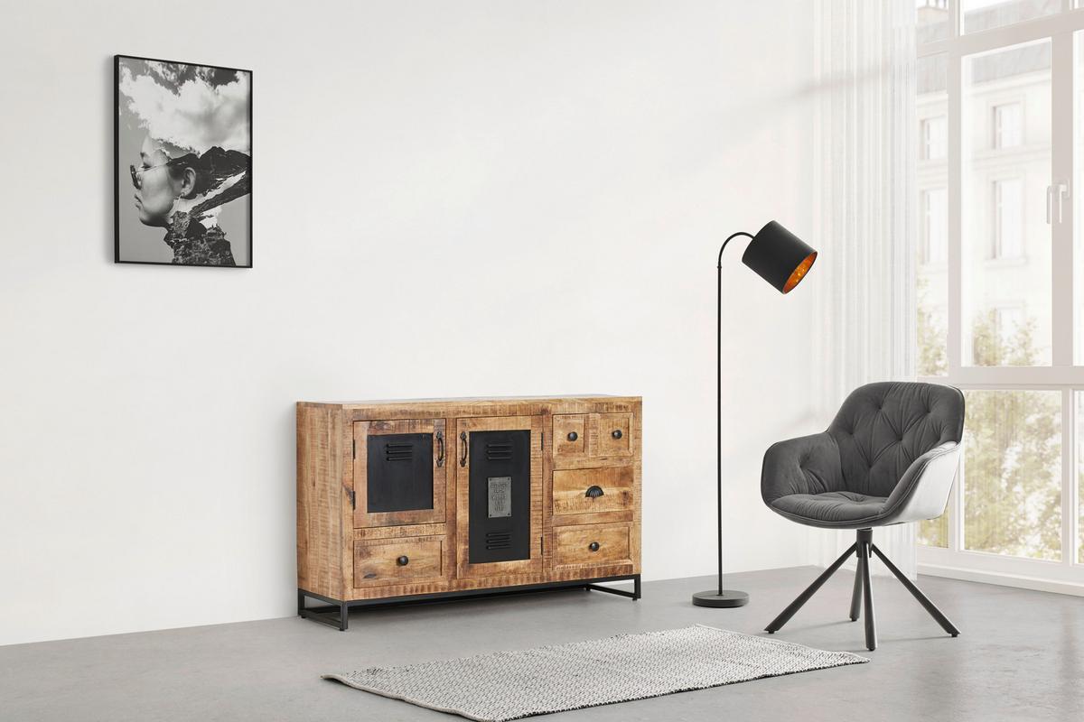 Komoda Leya - prirodne boje/crna, Lifestyle, metal/drvo (130/80/40cm) - Premium Living