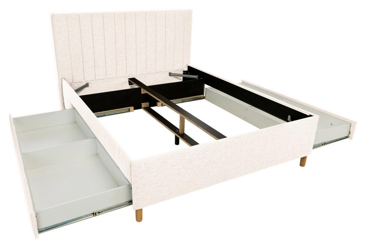 Polsterbett Talio Beige ca. 160x200cm - Eichefarben/Beige, KONVENTIONELL, Holz/Holzwerkstoff (160/200cm) - Mömax