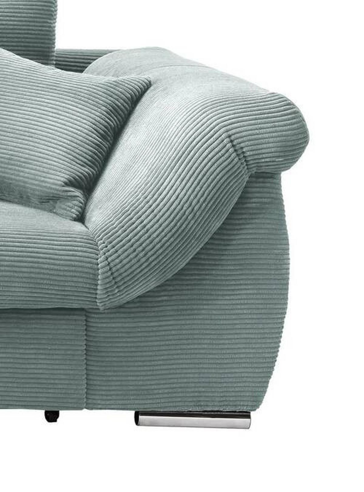 Wohnlandschaft Frederico Hellblau Cord - Chromfarben/Hellblau, MODERN, Holz/Textil (188/302cm) - MID.YOU