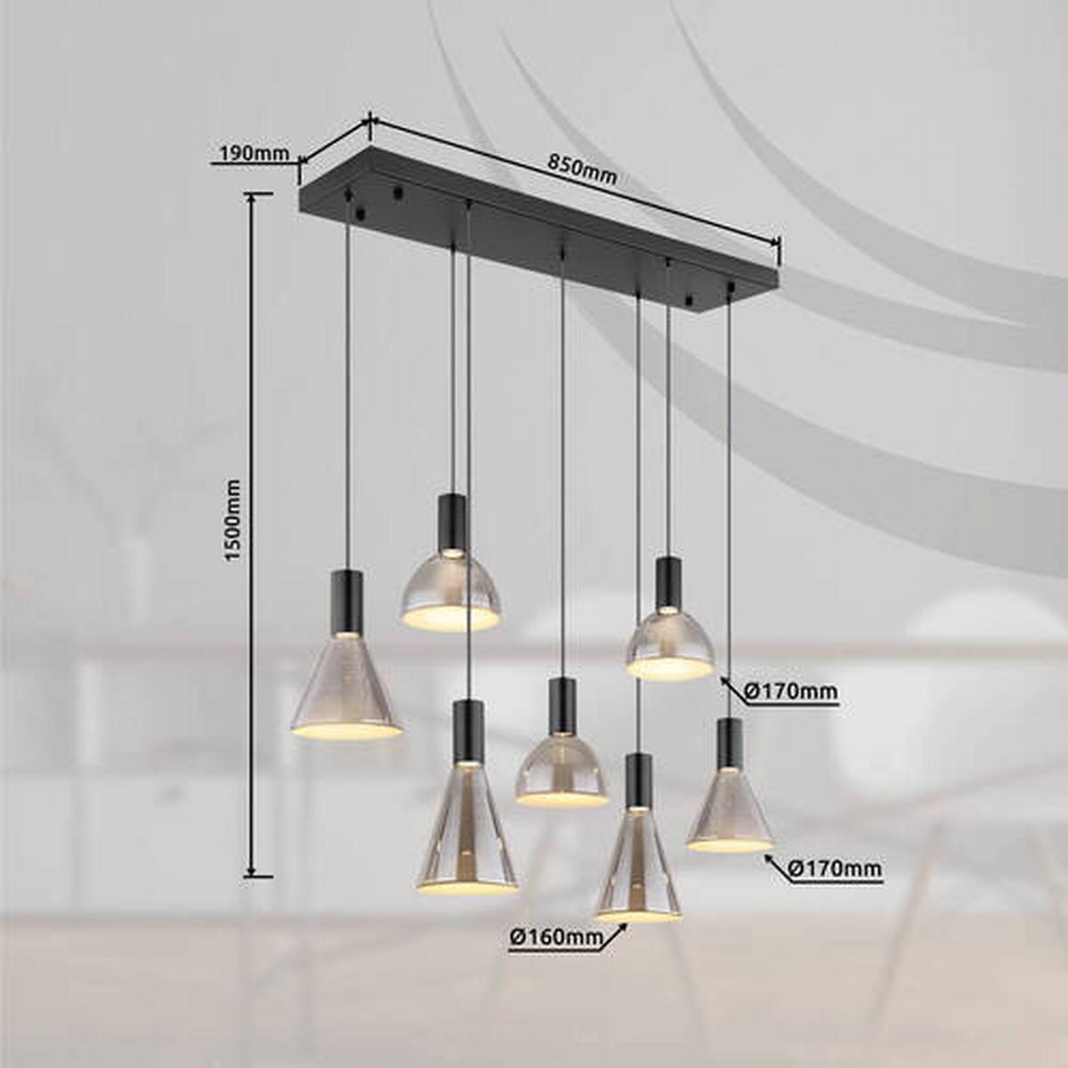 Viseča Led-svetilka 15741-7 - svetlo siva, Design, kovina/umetna masa (97/33/150cm) - Globo