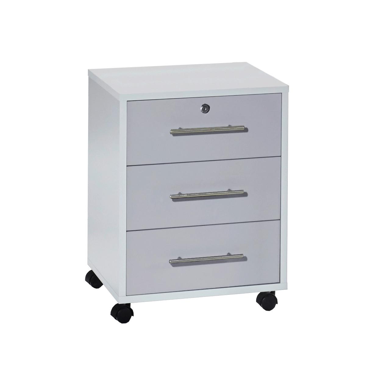 ROLLCONTAINER OFFICE EDITION - Silberfarben/Weiß, LIFESTYLE, Holzwerkstoff/Metall (44/58/40cm) - MID.YOU