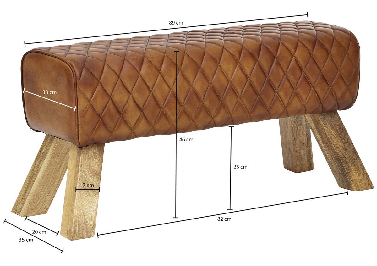 Klop Brez Naslona Sitzbank - naravne barve/rjava, Moderno, les/usnje (89/46/35cm) - MID.YOU