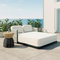 Sonneninsel Coralie Creme Outdoorstoff/Metall +Abdeckung - Anthrazit/Creme, MODERN, Textil/Metall (155/62/190cm) - Bessagi Garden