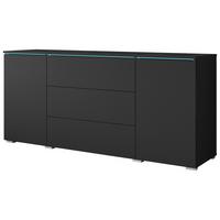 Sideboard Vera mit LED ca. 150 cm Graphitfarben - Schwarz/Graphitfarben, Basics, Holzwerkstoff/Kunststoff (150/67,9/39,5cm) - P & B