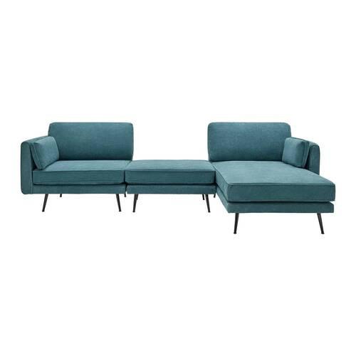 Wohnlandschaft Dunja Grün Webstoff - Grau/Grün, MODERN, Holz/Textil (295/89/161cm) - Bessagi Home