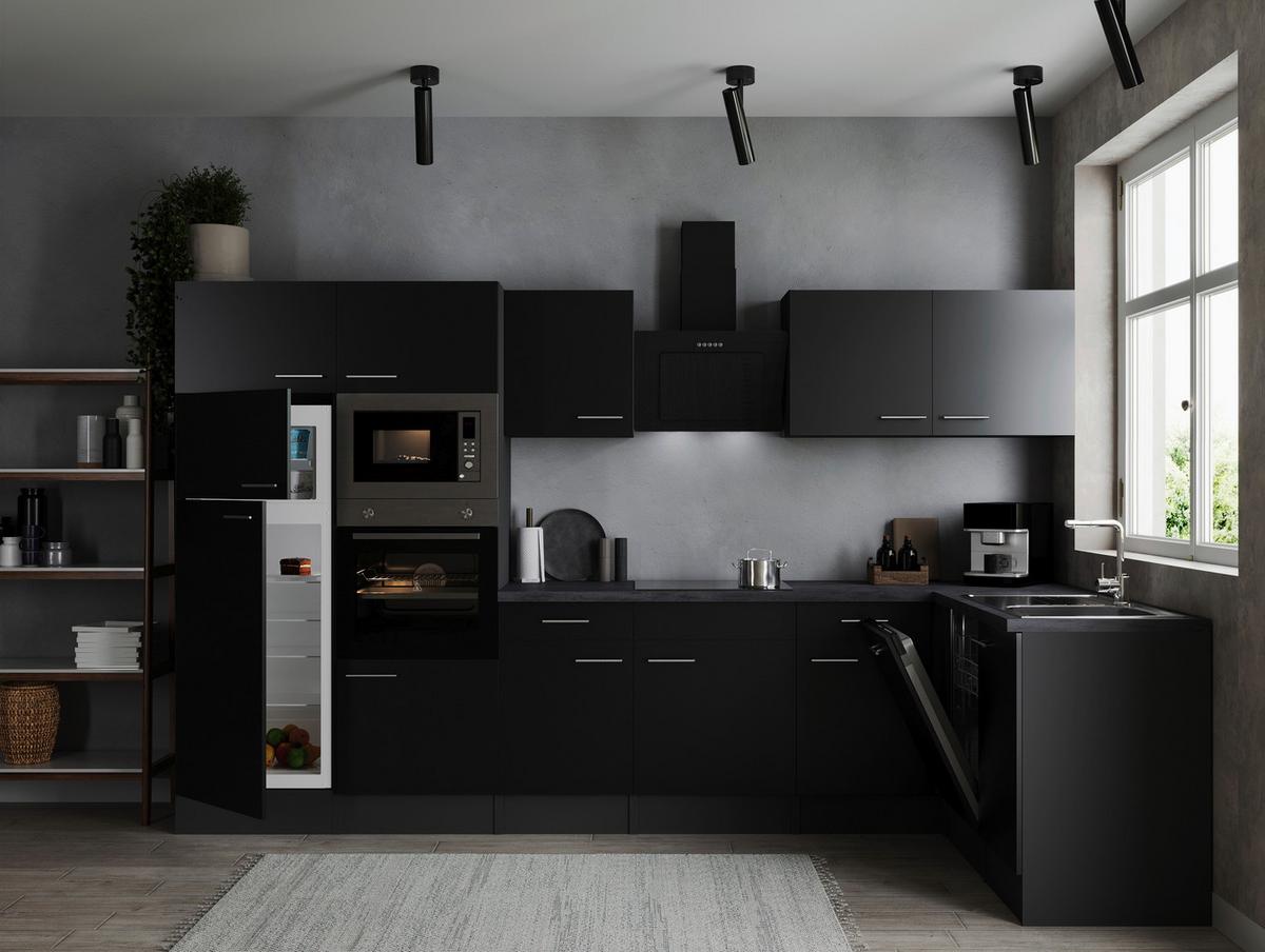 Kotna Kuhinja Z Aparati Oliver, 340x172cm - srebrne barve/črna, Design, kovina/leseni material (340/172cm) - Respekta