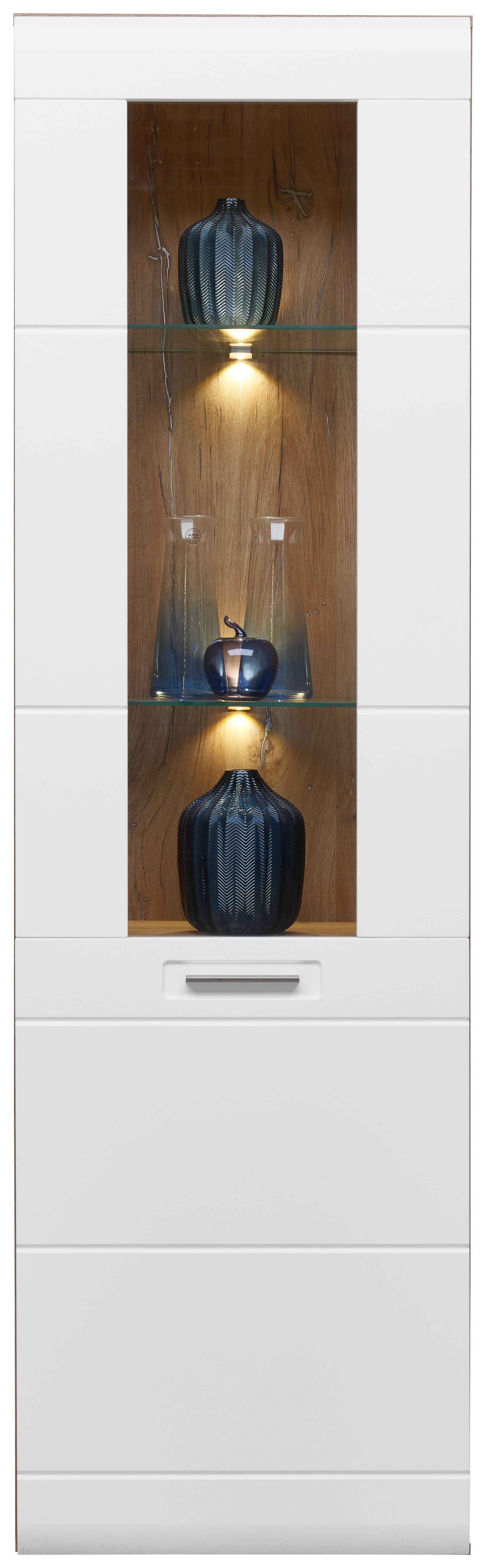 Vitrina Auris - bijela, Moderno, staklo/drvni materijal (60/204,2/37,1cm) - Modern Living
