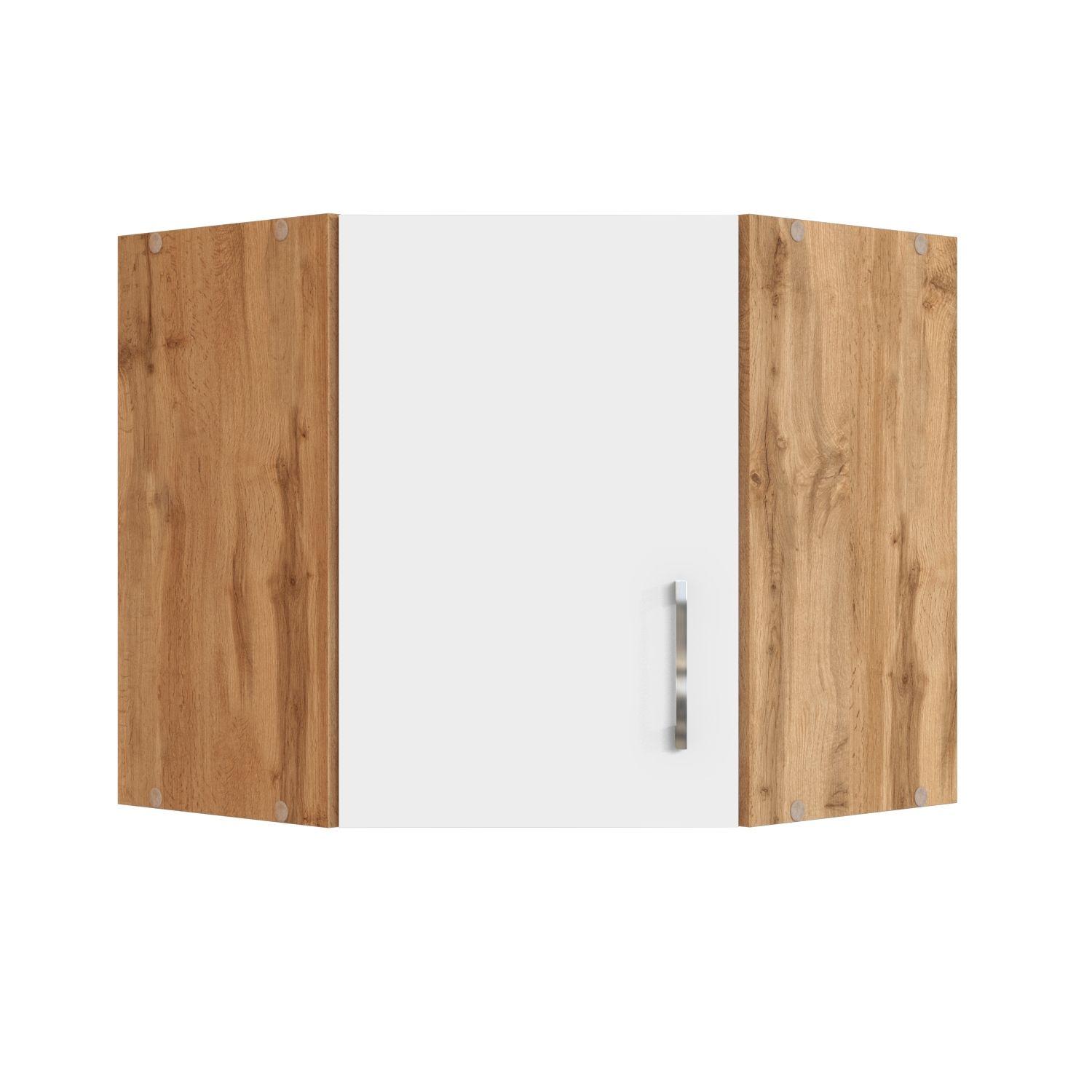 Held Eckhängeschrank 60 cm Eiche/Weiß - Chromfarben/Eiche Wotan, MODERN, Holzwerkstoff/Metall (60/57/60cm) - Held