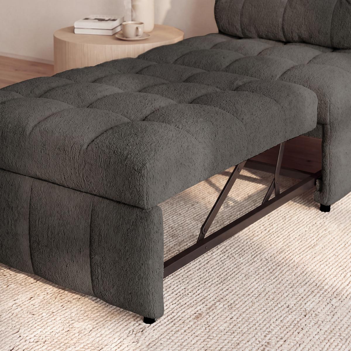 Schlafsessel Liara Webstoff Dunkelgrau - Dunkelgrau/Schwarz, MODERN, Holz/Textil (88/87/110cm) - Bessagi Home