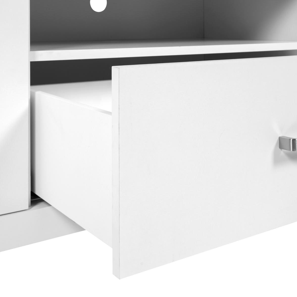 Lowboard Sicilia Weiß/Eiche - Silberfarben/Weiß, ROMANTIK / LANDHAUS, Holzwerkstoff/Metall (173/64/45cm) - Mömax